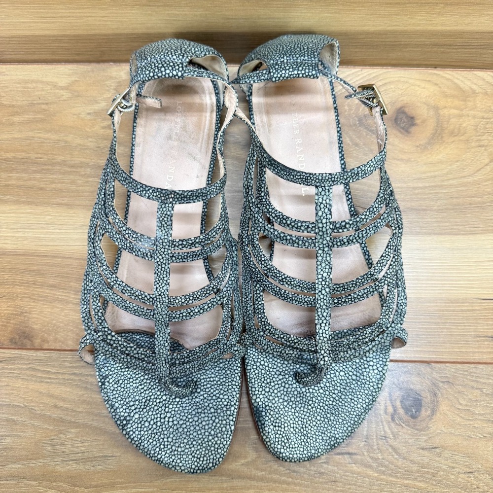 Loeffler Randal Gladiator Sandals Womens 9.5 M Green Speckled